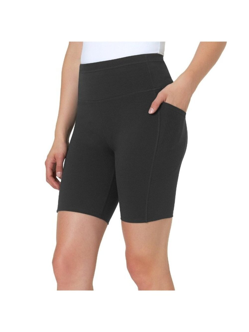 Mondetta Women's L Black High-Waisted Biker Shorts Recycled Nylon Spandex B1011